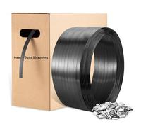 Heavy Duty Strapping Roll,Polyester (PET) Strapping Kit, 16mm x 520mtr Pallet Banding Strap with 100pcs Steel Seals with Self Dispensing Box Kit
