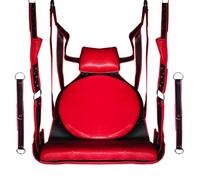 Heavy Duty Strict Bondage Real Leather Sex Swing Hammock with Stirrups Sling BDSM Fun (VIP-RED Swing)