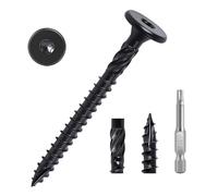 Heavy Duty Structural Wood Screws 2-7/8 Inch, 50Pcs FIXLINK Deck Screws Outdoor Construction Screw Flat Head Star Drive Decking Screws Excellent Rust Resistant for Timber/Deck/Landscaping, Black
