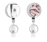 Heavy Duty Sugar Glider Over Cherry Blossoms Badge Reel with 360° Swivel Alligator Clip & 24" Retractable Nylon Cord Lightweight Name Badge Holder for Nurse Teacher Office Worker Id Card Decor