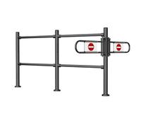 Heavy-Duty Swing Door for Supermarkets & Warehouses, Metal Safety Gate with Manual & Automatic Closing Features, Durable Pedestrian Access Barrier (Black-A)