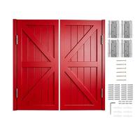 Heavy Duty Swinging Doors Solid Pine Wood Cafe Saloon Door with Stainless Steel Hinges Two-Way Auto Close Swing Doors for Kitchen Bar Indoor Partition(Red,145x100 cm (WxH))