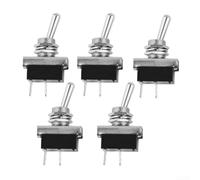 Heavy Duty Switch 12V For SPST On/Off METALs Flick Switch for Car Dash Light 25A DC Round Hole Mounting Industrial Electrical Control Panel Black Silver(5pcs)