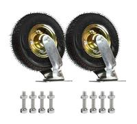 Heavy Duty Swivel Caster Wheel & Fixed Industrial Casters Set Of 2, 6" 8" 10" Pneumatic Rubber Caster Wheels, Moving Silent Shock Absorption Replacement Casters