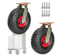 Heavy-Duty Swivel Caster Wheel Set Industrial Rubber Wheels with Tire Tread Fixed Top Plate 8"/10" Perfect for Equipment and Furniture Mobility