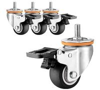 Heavy Duty Swivel Caster Wheel Set Of 4 2.5 3 4 5 Inch Dual Locking No Noise TPR Rubber Casters M10 M12 Threaded Stem Caster Wheels Or Furniture Table Trolley