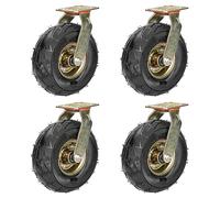 Heavy Duty Swivel Caster Wheel Set Of 4, 8 Inch 10 Inch Silent Pneumatic Caster, Replacement Rubber Casters With Top Plate And Brakes, For Carts Furniture Workben (Color : Swivel, Size : 250