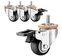 Heavy Duty Swivel Caster Wheel Set of 42.5" 3" 4" 5" Dual Locking TPR Rubber Casters for Furniture Table Trolley M10 M12 Threaded StemNo Noise Smooth Mobility