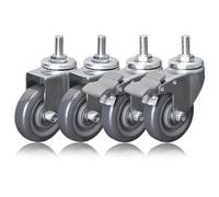 Heavy Duty Swivel Caster Wheel With M12×25mm Threaded Stem 4 Pack, Dual Locking No Noise Polyurethane Casters, Furniture Replacement Casters For Baby Bed, Cabinet, Shelf(75mm)