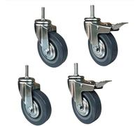 Heavy Duty Swivel Caster Wheels 100mm Polyurethane Furniture Casters Threaded Stem 30mm Industrial Trolley Wheels 270kg Load Capacity M12 Replacement Wheels