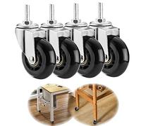 Heavy Duty Swivel Caster Wheels 200Kg Load Capacity, 4 Pack, M10 x 25mm Threaded Stem with Brakes, Ideal for Trolleys, Black Color, Durable & Versatile