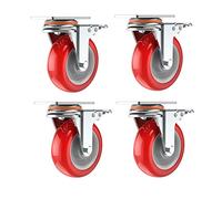 Heavy Duty Swivel Caster Wheels 3"/4"/5" 400kg Capacity Durable Polyurethane Universal with Brake Double Bearing for Easy Maneuverability and Transport