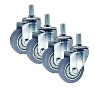 Heavy Duty Swivel Caster Wheels, 3 Inch Threaded Stem Casters with Brake, 4 Pack Industrial Rubber Castors for Workbench and Furniture