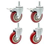 Heavy Duty Swivel Caster Wheels 4 Inch Set of 4 Non-Marking PU M16 Threaded Stem 2 with Brake Ideal for Workbench Carts Furniture Smooth Mobility