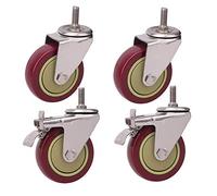 Heavy Duty Swivel Caster Wheels 4 Pack 3"/4" with Brake M12 x 30mm Thread 400kg Load Capacity Universal Silent Double Wheel Design for Industrial Use