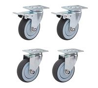 Heavy Duty Swivel Caster Wheels - 4pcs Industrial Blue TPR Rubber Casters with Dual Locking - Ideal for Trolleys, Furniture Mobility & Heavy Equipment Transport