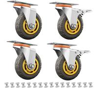 Heavy Duty Swivel Caster Wheels 4Pcs Rubber Plate Casters 600Kg Load Capacity Industrial Furniture Treads 3Inch Wheels with 2 Brakes Ideal Replacement for Workbench Machines