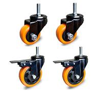 Heavy-Duty Swivel Caster Wheels - 50Mm Polyurethane Fur Rollers With Double Bearings Perfect For Workbenches Trolleys & Replacement 4 Brakes