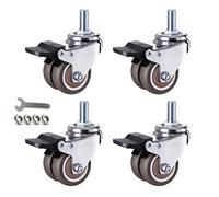 Heavy Duty Swivel Caster Wheels Double Wheel Rubber Furniture Castors Max 300kg Capacity Ideal for Carpet & Parquet Floors M12x25mm Threaded Stem