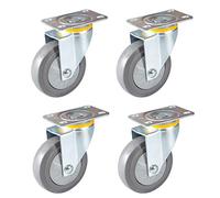 Heavy Duty Swivel Caster Wheels for Furniture Gray TPR Rubber Double Ball Bearings Safety Dual Locking Perfect for Trolleys & Heavy Items 360° Movement