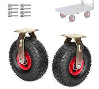 Heavy-Duty Swivel Caster Wheels Set Industrial Rubber Wheels with Tire Tread Fixed Top Plate 8"/10" Perfect for Equipment and Furniture Mobility