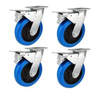 Heavy-Duty Swivel Caster Wheels Set of 4, 4/5/6/8 Inch Lockable with Brake, Top Plate Swivel Casters for Furniture and Trolleys, Ideal for Moving Loads