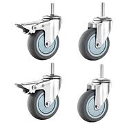 Heavy Duty Swivel Caster Wheels Set of 4 - M10 x 30mm & M12 x 30mm Threads Quiet Rubber 4 Braked or 2 Braked/2 Swivel Combinations for Furniture Mobility