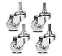 Heavy-Duty Swivel Caster Wheels Set of 4 Metal Furniture Wheels with Clear PC Material Stainless Steel 304 Bracket M10 Threaded Stem Ideal for Moving Heavy Loads