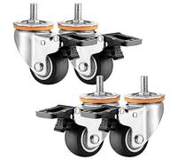 Heavy Duty Swivel Caster Wheels Set of 42.5" 3" 4" 5" Inch Threaded Stem M10/M12 Silent Shock Absorption TPR Rubber Ideal for Furniture and Equipment Mobility