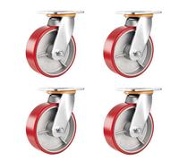 Heavy Duty Swivel Caster Wheels Set of 44 5 6 8 Inch Polypropylene Tread with Steel Hub Silent Replacement Casters for Furniture Trolleys & Workbenches Garage Use