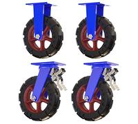 Heavy Duty Swivel Caster Wheels Set of 46"/8"/10"/12" Industrial Plate Casters with Brake Solid Rubber 2000 lbs Capacity Perfect for Furniture & Equipment Mobility