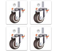 Heavy-Duty Swivel Caster Wheels with Brakes - Set of 4 Polyurethane Replacement Wheels, M6/8/10 Threaded Mount, Durable Rubber for Optimal Mobility and Stability.