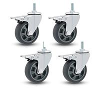 Heavy Duty Swivel Caster Wheels4 Pack Rubber Casters for Industrial Transport Furniture Trolleys WorkbenchM12x30mm Stem with 75mm BrakeDurable and Versatile