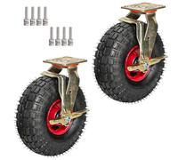 Heavy Duty Swivel Caster8" & 10" Rubber Wheels Industrial Heavy Load Casters with Brake Perfect for Trolleys Carts Furniture Workbenches and Roll Wagons