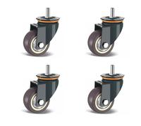 Heavy Duty Swivel Casters 2.5 3 4 5 inch with M14*30mm Threaded Stem Set of 4 Replacement Wheels with Brake Ideal for Furniture & Equipment Moving