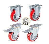 Heavy Duty Swivel Casters 3/4/5 Inch Industrial Caster Wheels for Trolleys Fixed Plate Design with Ball Bearings Perfect for Heavy Loads and Smooth Mobility