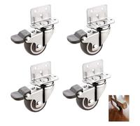 Heavy-Duty Swivel Casters - 4-Pack, Furniture Wheels with Brakes, Small Size, L-Bracket Mounting, 1/1.25/1.5/2 inch - Ideal for Flower Stands and Heavy Loads