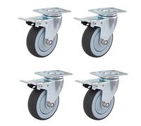 Heavy-Duty Swivel Casters 4-Pack, Industrial Rubber TPR Wheels for Furniture, Double Locking Safety, Durable Blue Swivel Castors for Easy Mobility