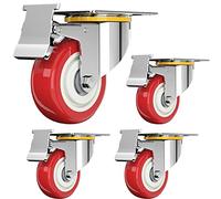 Heavy-Duty Swivel Casters 4-Pack with Side Brakes Polyurethane Swivel Wheels with Top Plate 660 lbs Load Capacity Perfect for Furniture and Equipment Mobility
