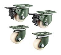Heavy-Duty Swivel Casters 4000 kg 75mm Nylon Wheels Silent with Brake Industrial Caster Set for Transport Workbench Factory Scaffolding Heavy Equipment 4 Pieces