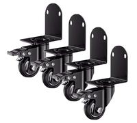 Heavy-duty swivel casters Side Mount Castor Wheel Set of 4 L-Shaped Right Angle Bracket Castors 1.5/2in Caster Wheel PU Silent Wheels for Furniture Cabinet Bed Braking
