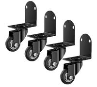 Heavy-duty swivel casters Side Mount Castor Wheel Set of 4 L-Shaped Right Angle Bracket Castors 1.5/2in Caster Wheel PU Silent Wheels for Furniture Cabinet Bed Braking