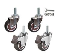 Heavy-duty swivel casters Stem Caster Wheels with Brakes 25mm 38mm 50mm Rubber Castor 360° Rotation Furniture Caster Set of 4 M6/M8 Standard Stem Load Bearing 90kg Ball