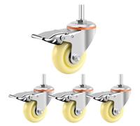 Heavy Duty Swivel Casters with Brake - 4 Pack, 3/4/5 Inch, M16*30mm Threaded Stem, Supports 660lbs for Industrial Furniture & Equipment