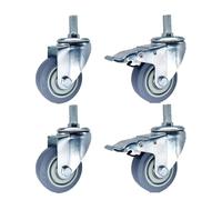 Heavy Duty Swivel Casters with Brake M12 M16 M20 Threaded Stem 75 100 125mm Set of 4 Ideal for Furniture Trolleys Workbenches (3inch M12*60)