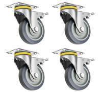 Heavy-Duty Swivel Casters with Brake - Rubber Wheels for Furniture, Cart, Workbench - Set of 4, Ideal for Easy Mobility and Stability on Any Surface