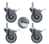 Heavy Duty Swivel Casters with Brakes 4Piece Set 3" Silent Grey Rubber PVC Wheels M10/M12 Compatibility Perfect for Furniture & Equipment Mobility
