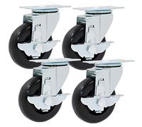 Heavy Duty Swivel Casters With Dual Bearings And Brakes Replacement Wheels For Carts And Furniture Mobile Swivel Castors For Workstations And Trolleys-Noir-75mm/3in