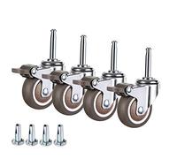 Heavy Duty Swivel Casters with Silent TPE Rubber Wheels M8 x 38 mm Replacement Stem 4 Pack 2 Inch Wheels for Furniture Cots Trolleys Includes Accessories