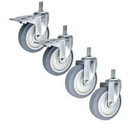 Heavy Duty Swivel Castersof 43" 4" 5" Low Noise Threaded Shaft with Brakes for Furniture Trolley M14/M16/M20 Compatible 125mm Premium Quality